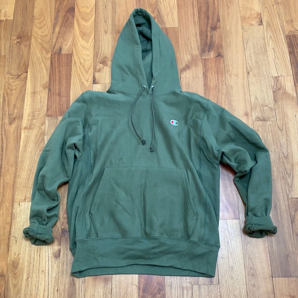 Reverse weave champion hoodie in army green
